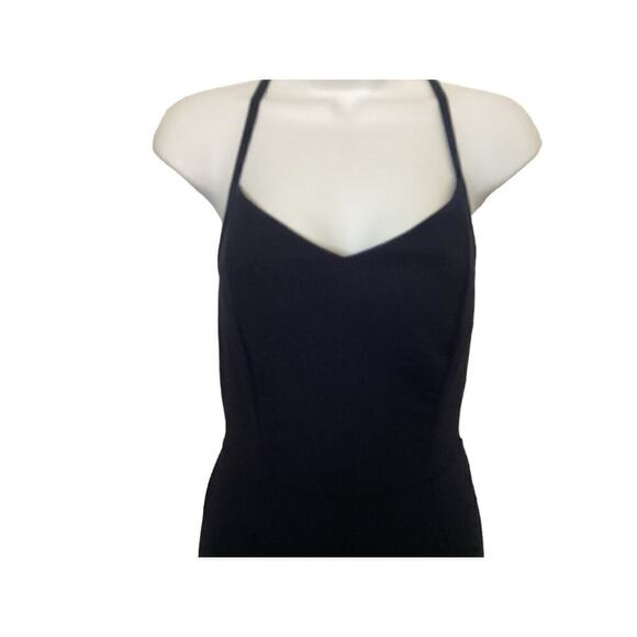 NWT Mi Ami Adjustable Straps Navy Crosses in Back w/Sheer Lace Jumpsuit  L - Picture 6 of 8